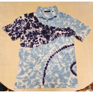 Greyson Golf Men's Medium Tie Dye Polo Shirt Blue & White Embroidered Logo